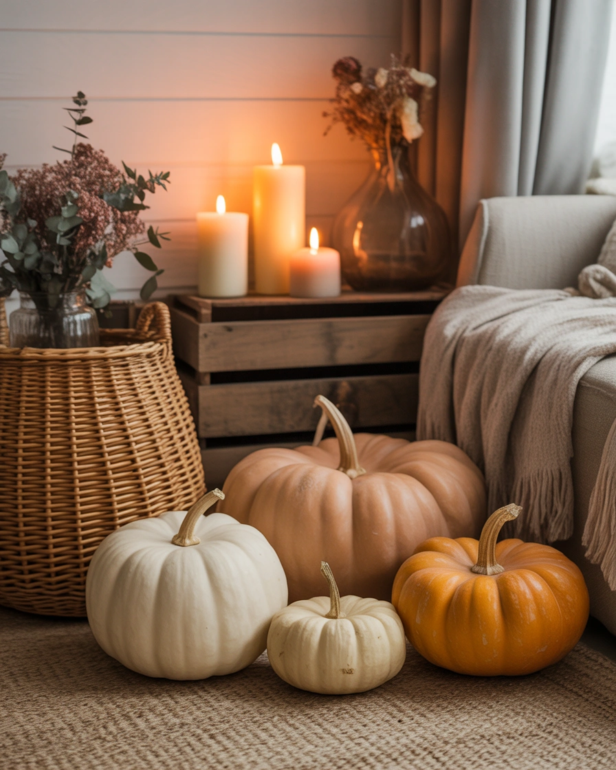 Create a Thanksgiving Inspired Corner With Pumpkins and Seasonal Decorations
