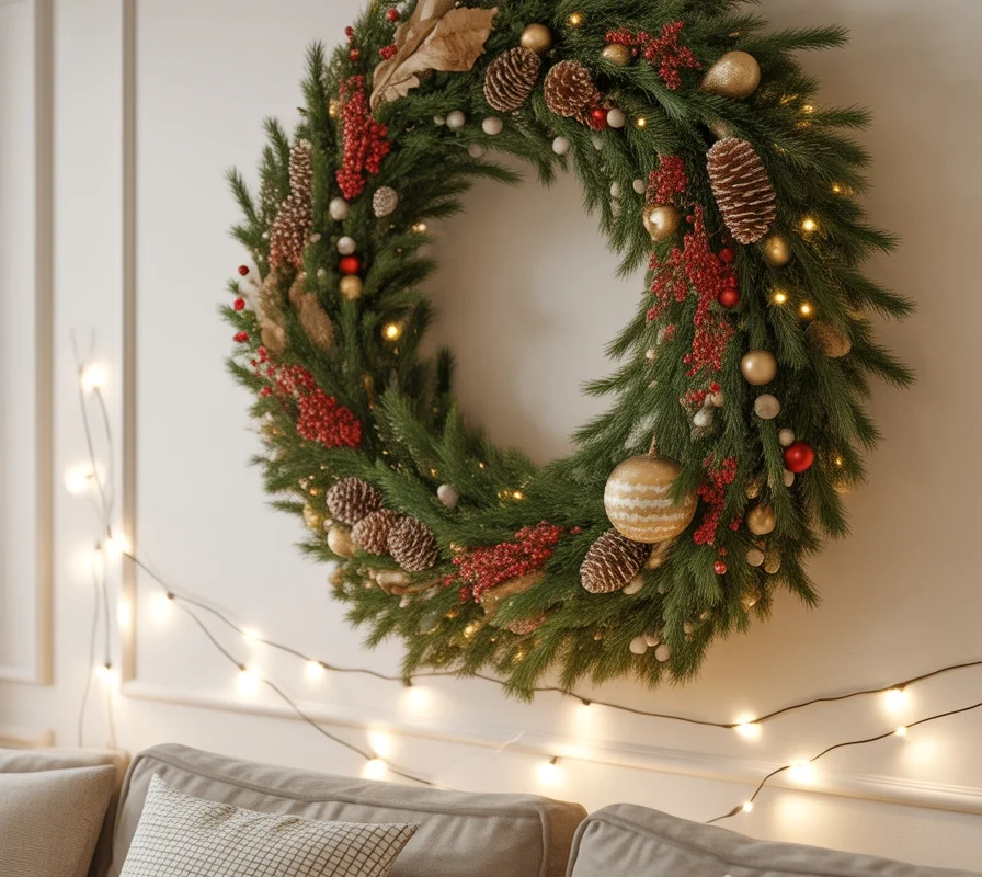 Create a Traditional Christmas Wreath Wall Display
