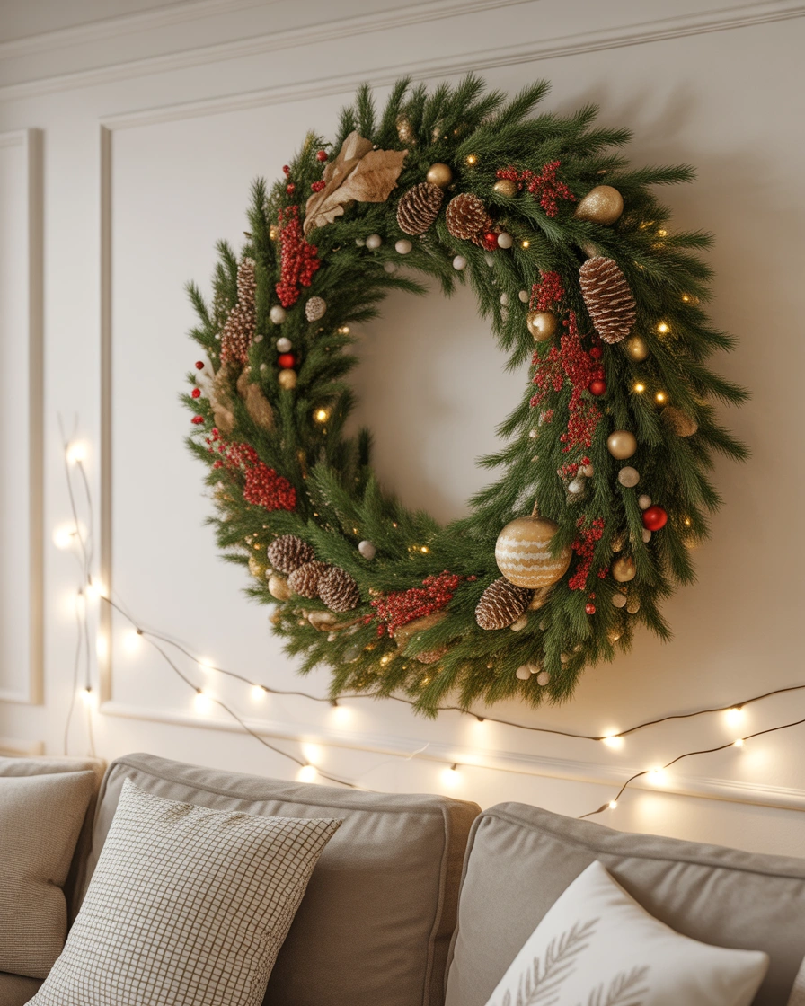 Create a Traditional Christmas Wreath Wall Display