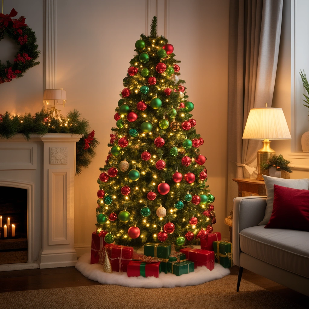 Create a Traditional Green and Red Slim Christmas Tree