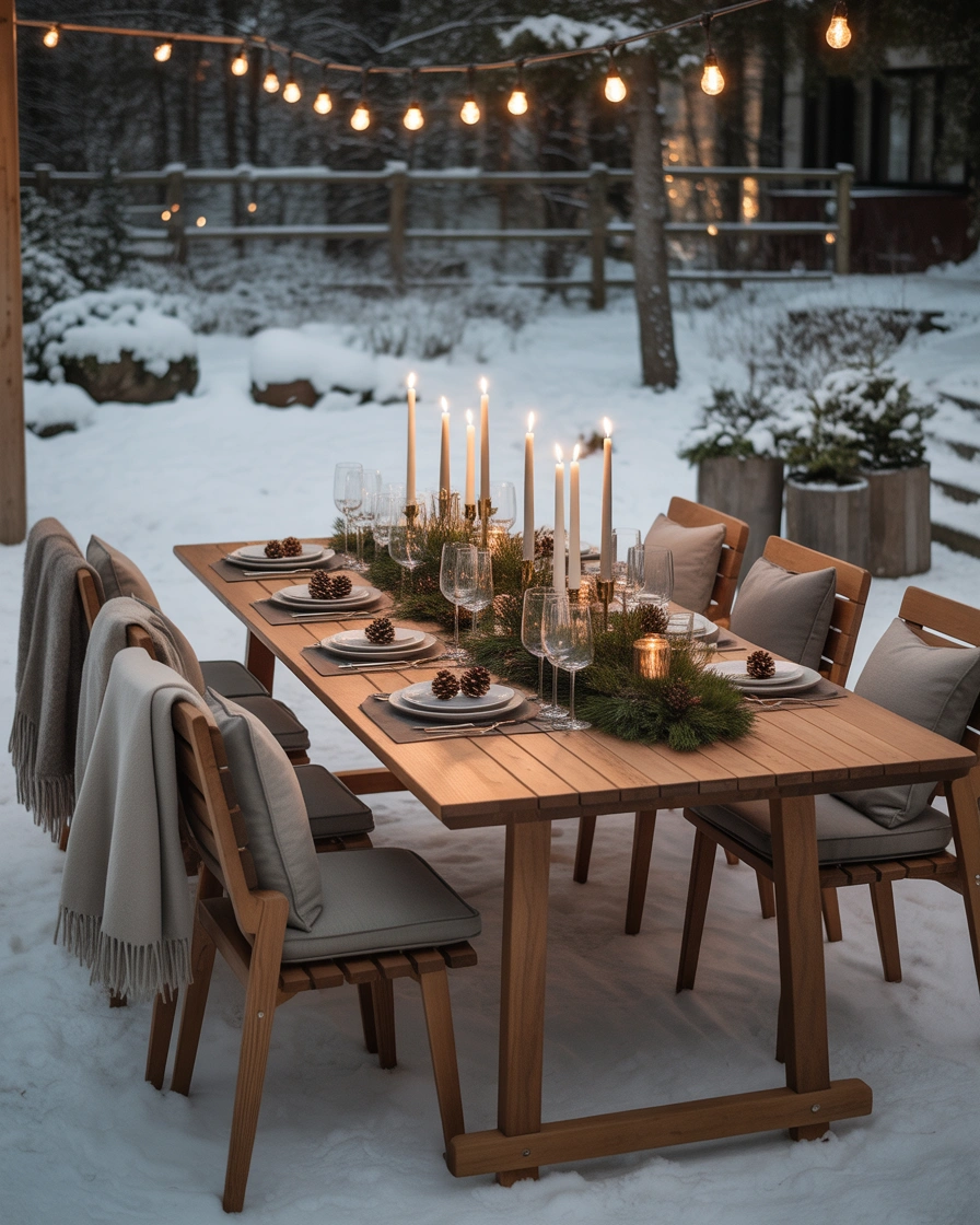 Create a Winter Themed Outdoor Dining Setup