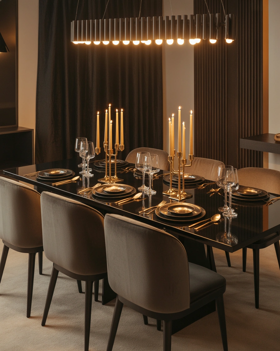 Create an Elegant Black and Gold Dining Table Theme
