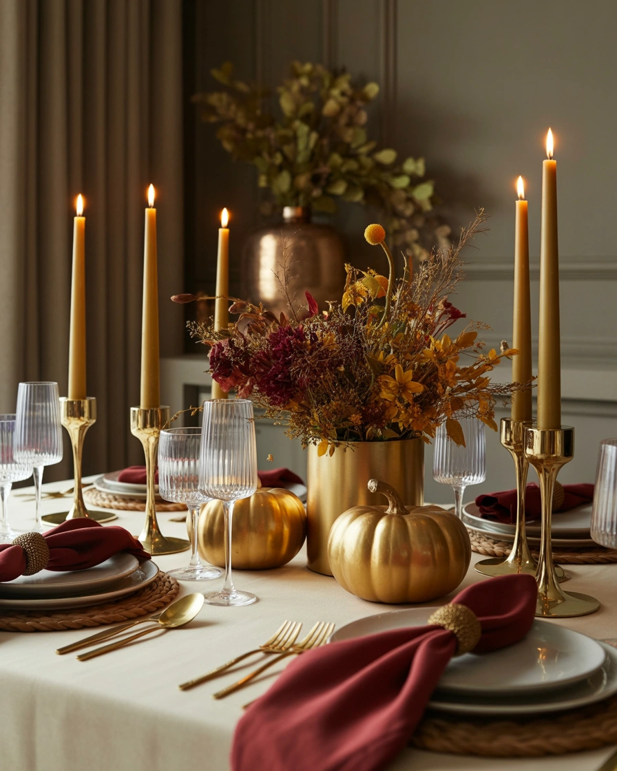 Create an Elegant Thanksgiving Table Setting With Gold and Autumn Accents
