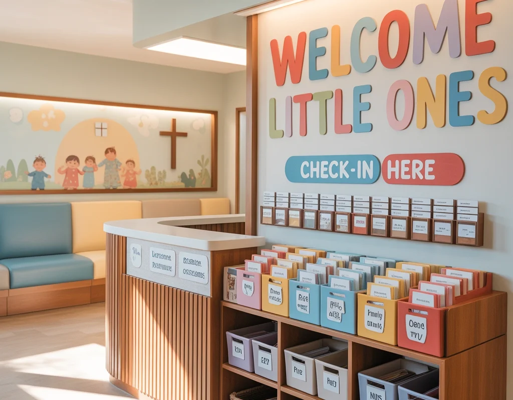 Create an Organized Church Nursery Check In Area