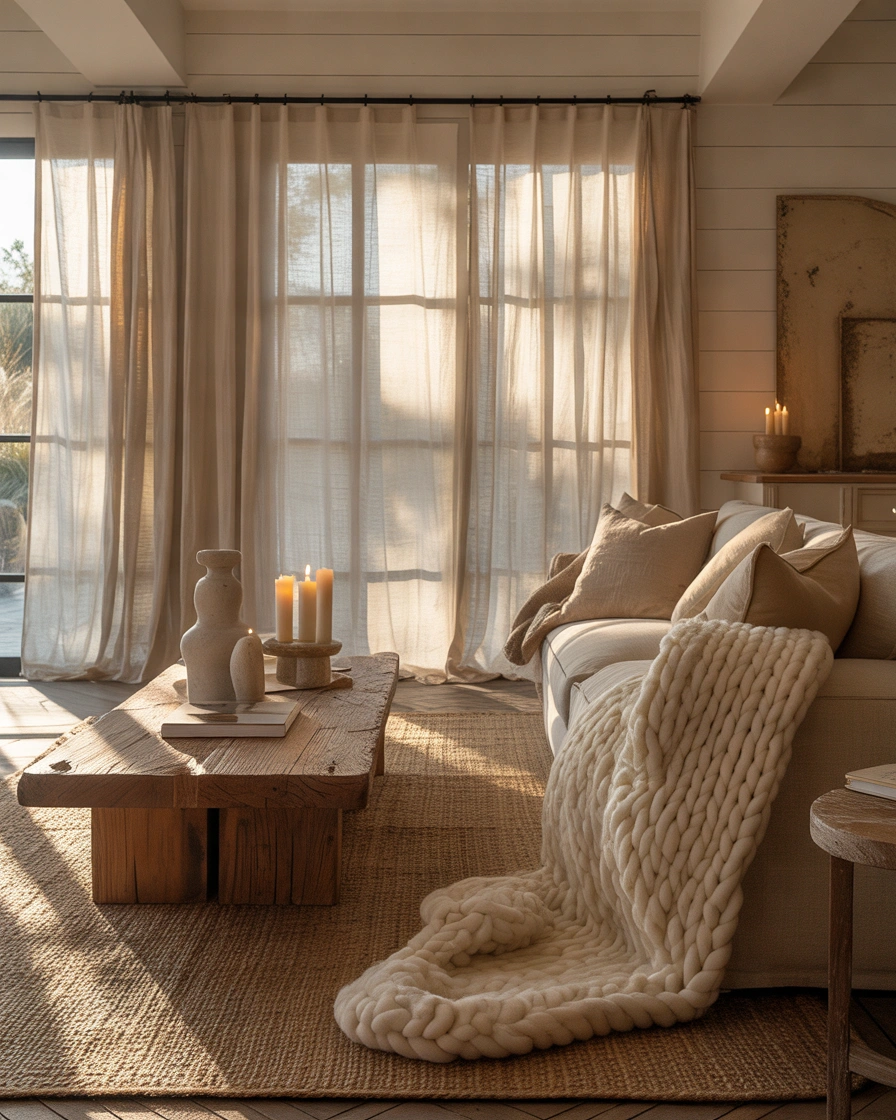 Custom Farmhouse Window Treatments with Natural Fabrics