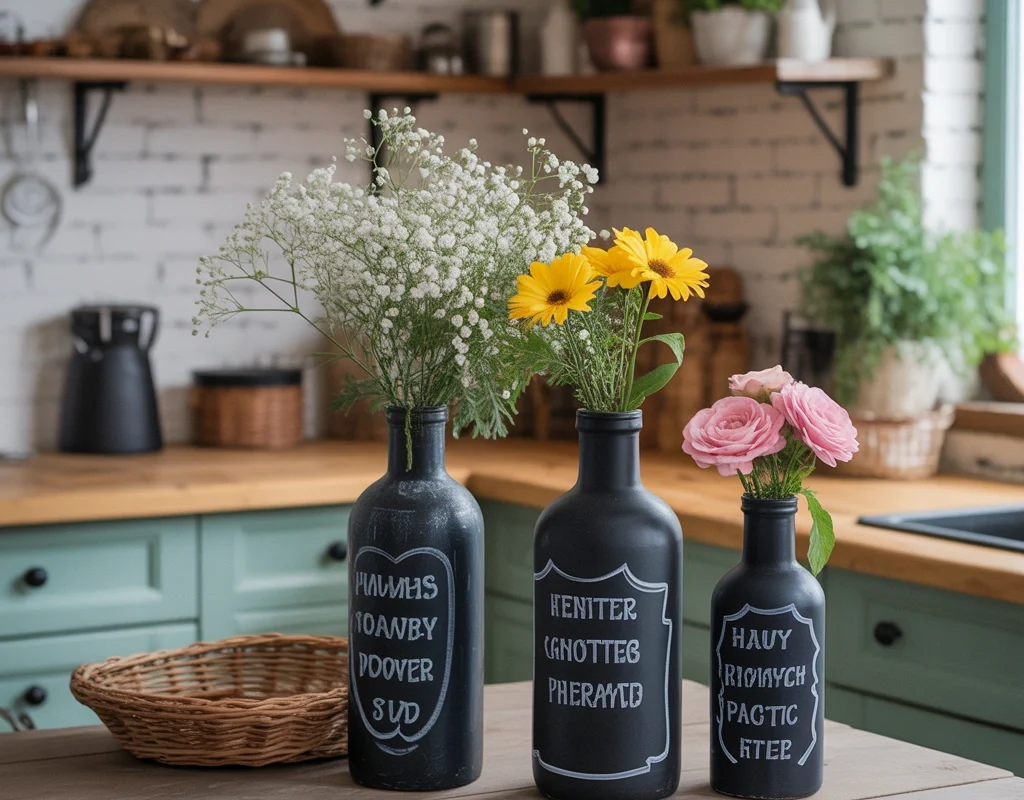 DIY Chalkboard Glass Bottle Decor for Personalized Home Styling
