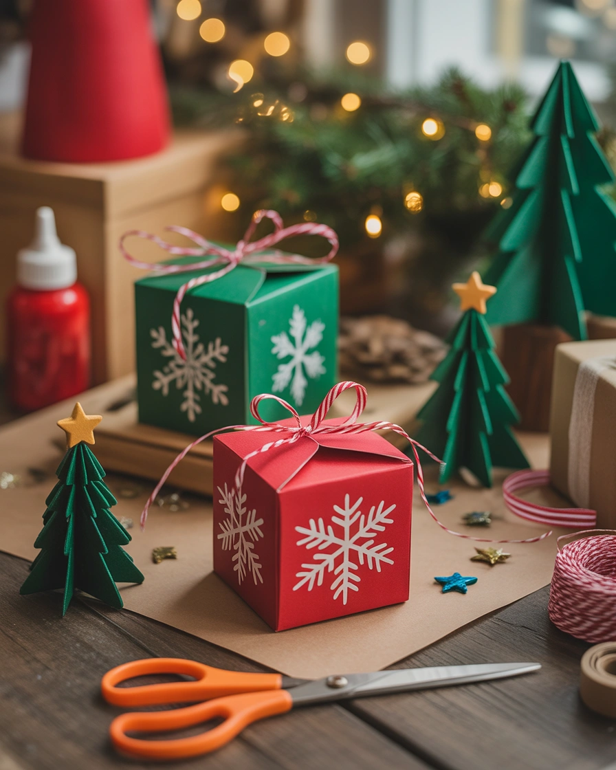 DIY Christmas Box Decoration Using Handmade Paper Designs