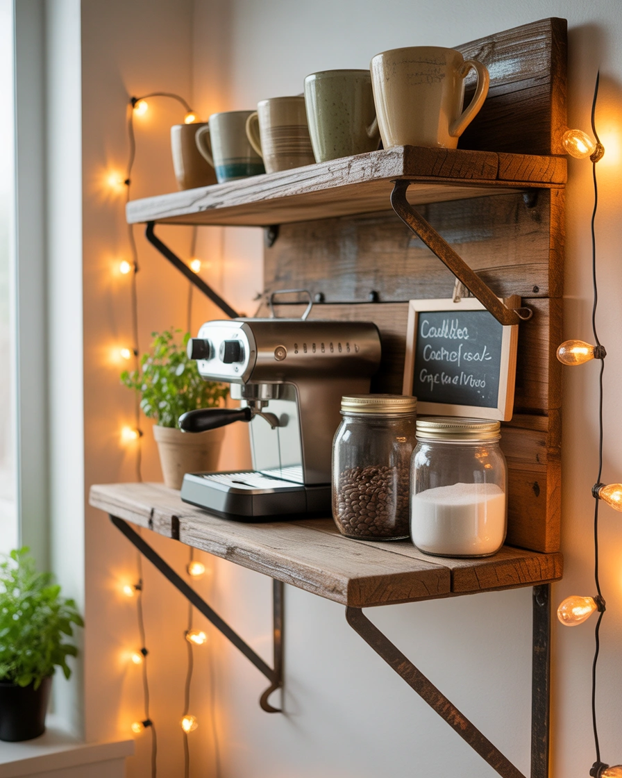 DIY Coffee Bar Shelf Using Affordable Materials