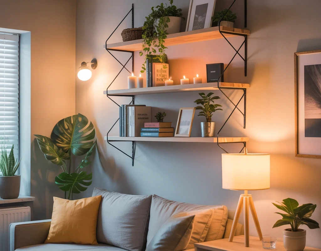 DIY Dollar Store Floating Shelves for Small Space Decoration