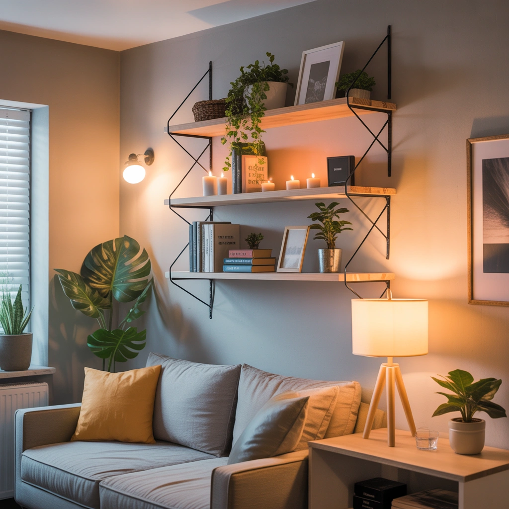 DIY Dollar Store Floating Shelves for Small Space Decoration