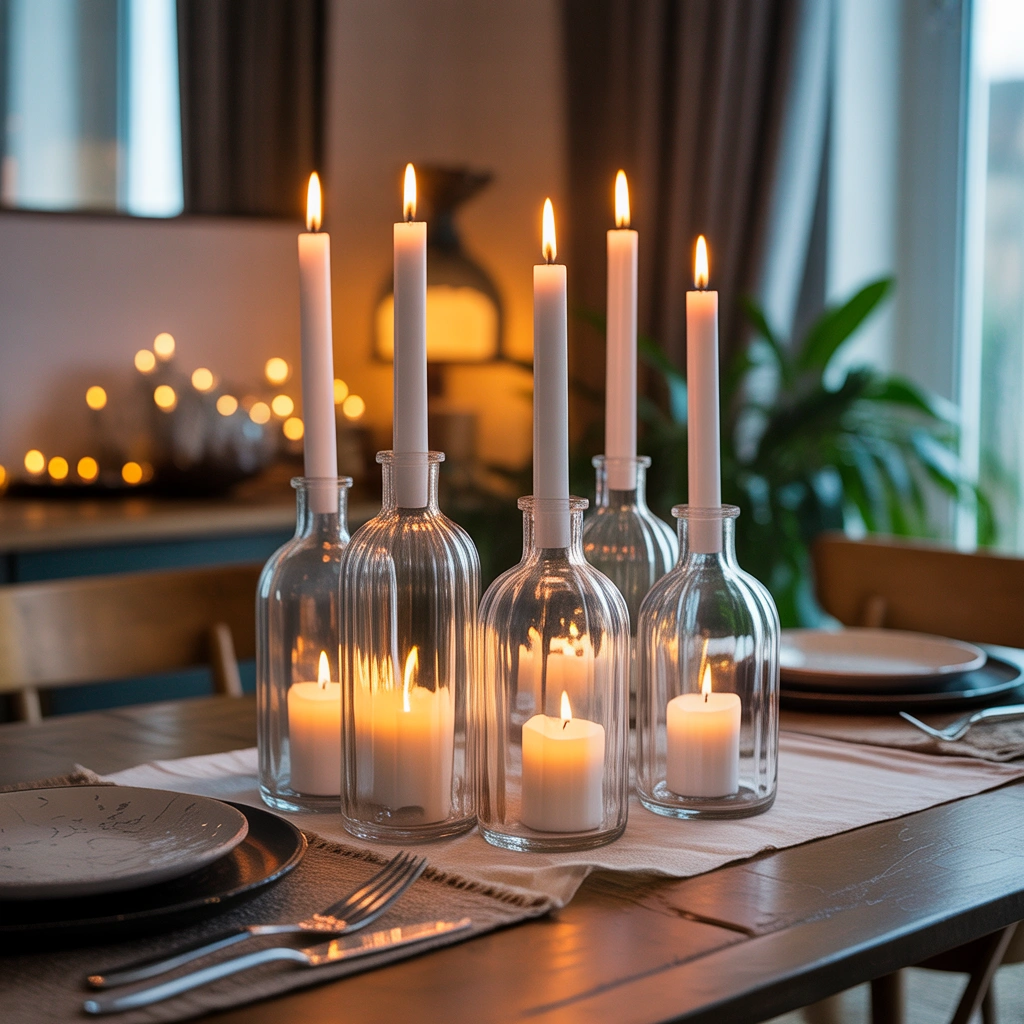 DIY Glass Bottle Candle Holder for Romantic Home Lighting