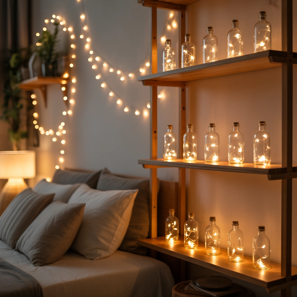 DIY Glass Bottle Fairy Light Lamp for Cozy Room Decoration