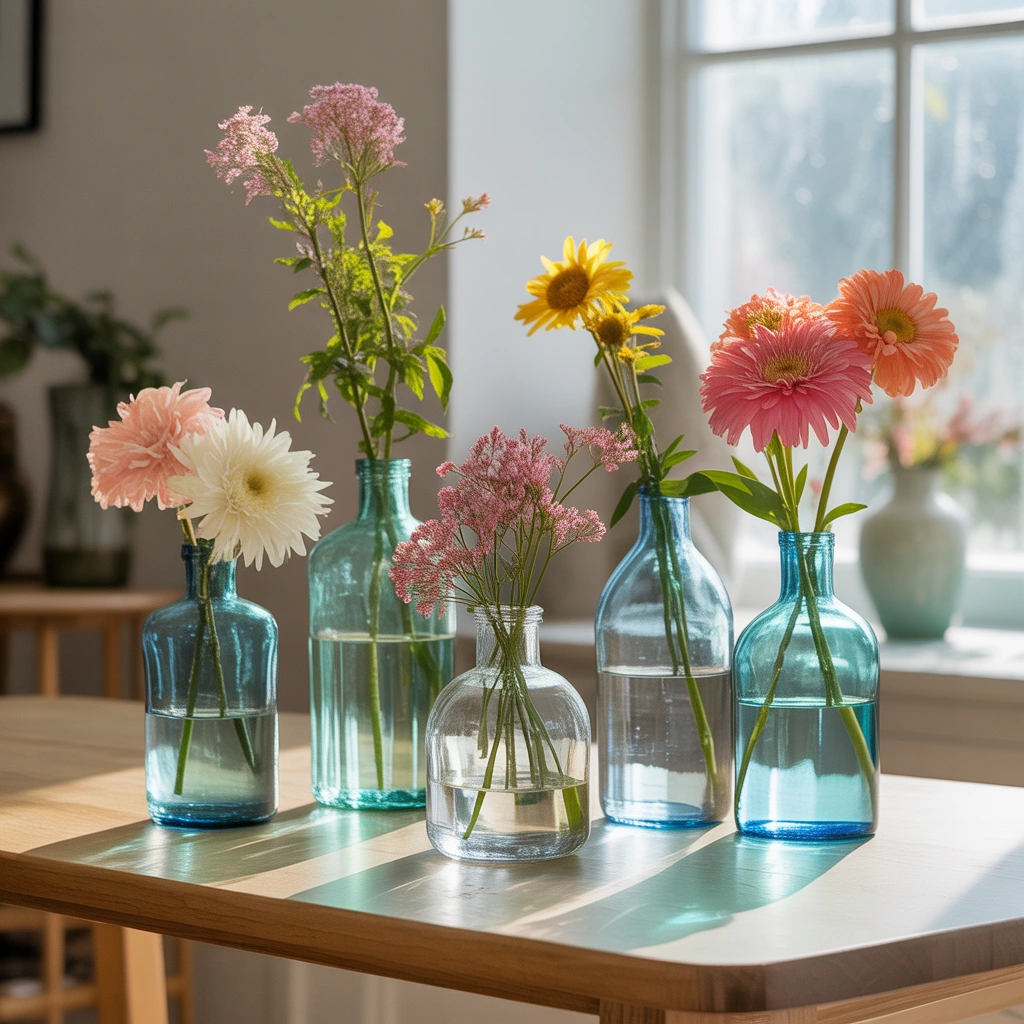 DIY Glass Bottle Flower Arrangement for Natural Home Beauty