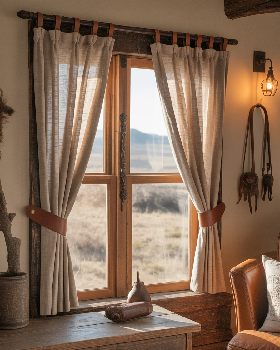 DIY Leather Strap Curtain Holdbacks