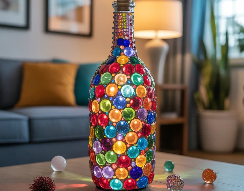 DIY Mosaic Glass Bottle Craft for Artistic Home Decor