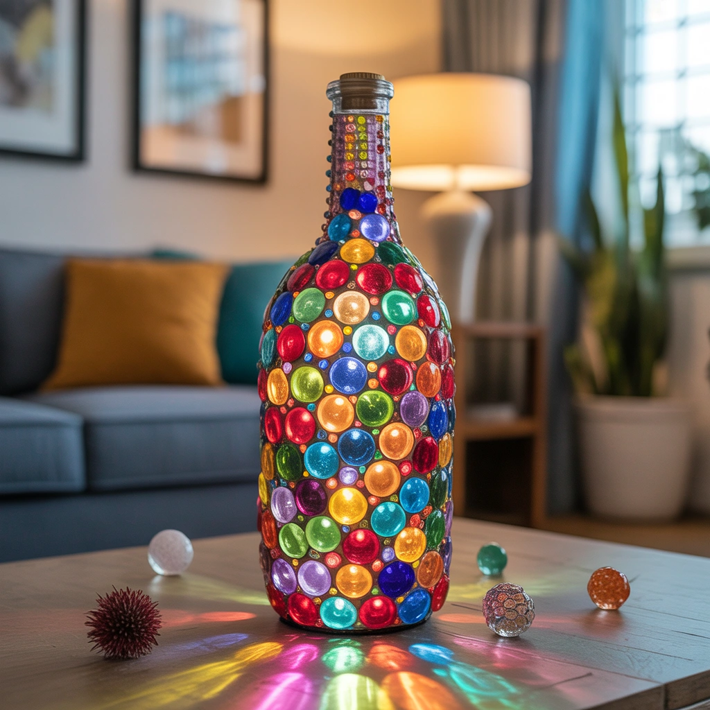 DIY Mosaic Glass Bottle Craft for Artistic Home Decor