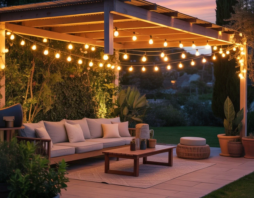 DIY Outdoor String Light Installation for a Cozy Evening Atmosphere
