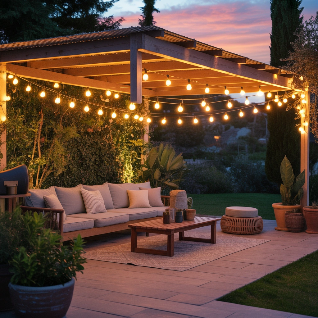 DIY Outdoor String Light Installation for a Cozy Evening Atmosphere