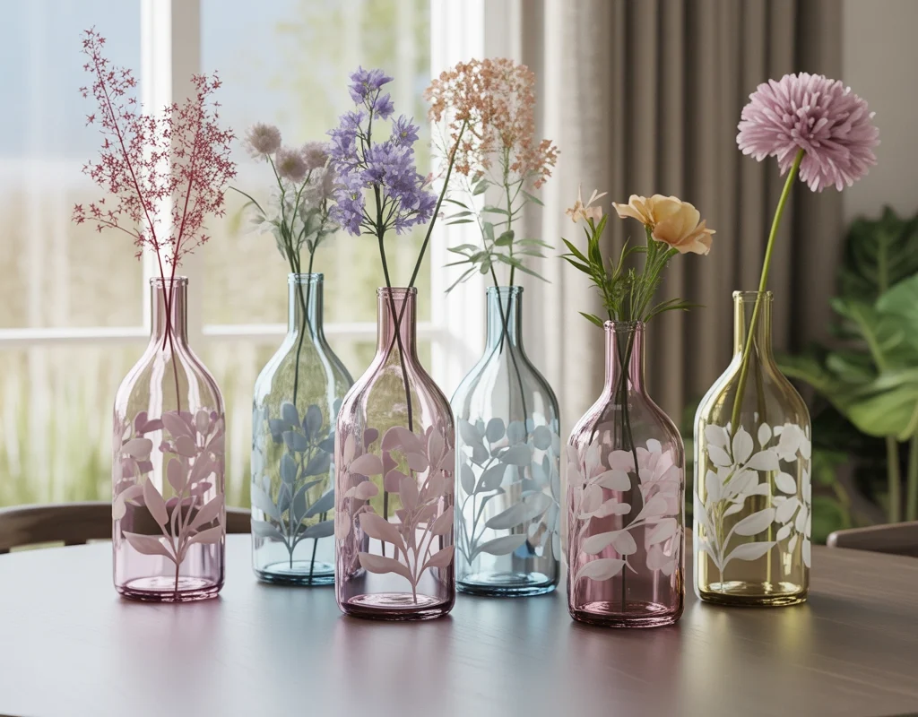 DIY Painted Glass Bottle Vase for Elegant Floral Home Decor