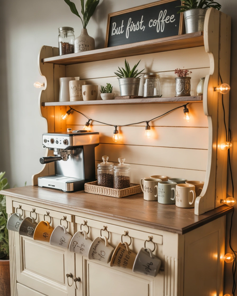 DIY Repurposed Furniture Coffee Bar Hutch Ideas
