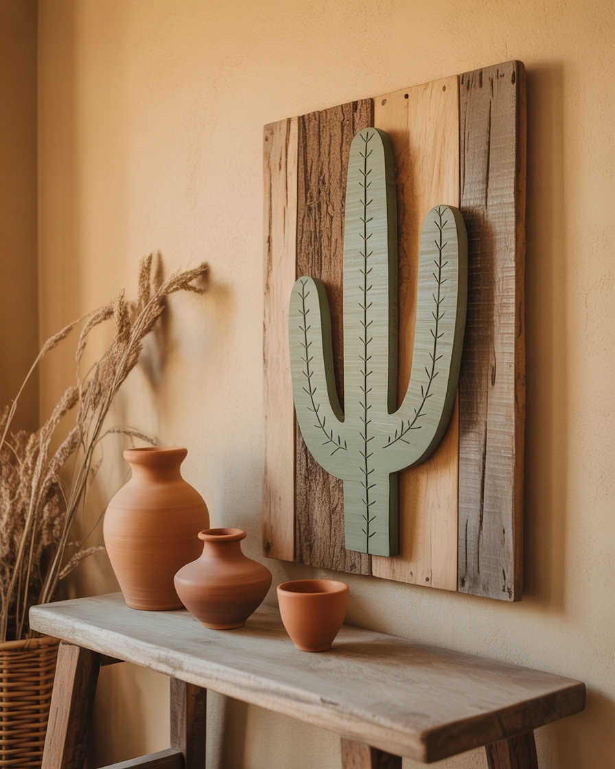 DIY Rustic Cactus Wall Art