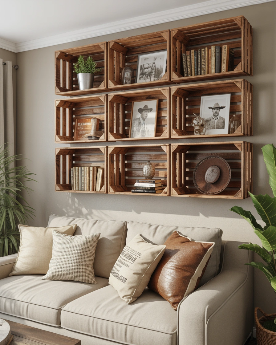 DIY Wooden Crate Storage Shelves