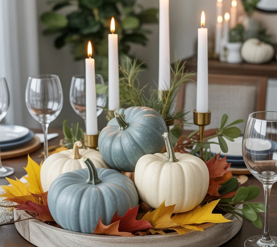 Decorate With Blue Pumpkins for a Unique Thanksgiving Theme