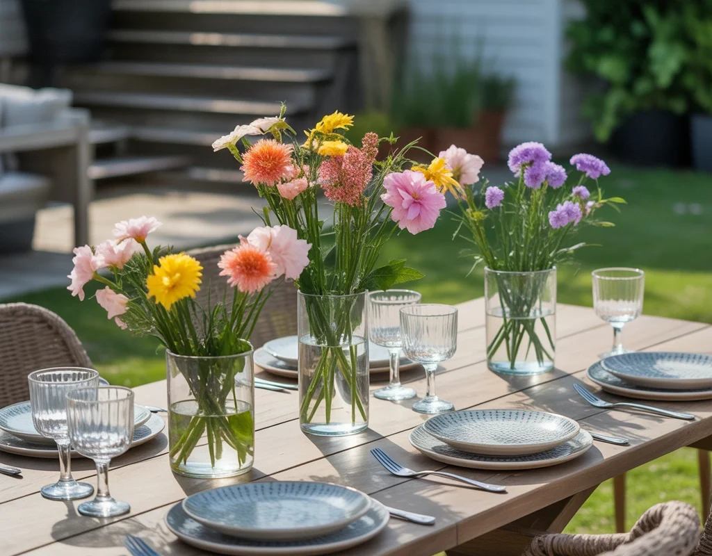 Decorate With Seasonal Flowers for a Colorful Outdoor Table