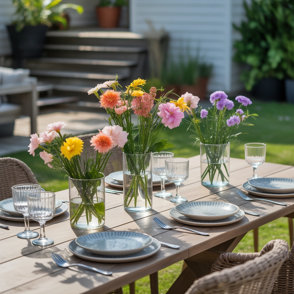 Decorate With Seasonal Flowers for a Colorful Outdoor Table