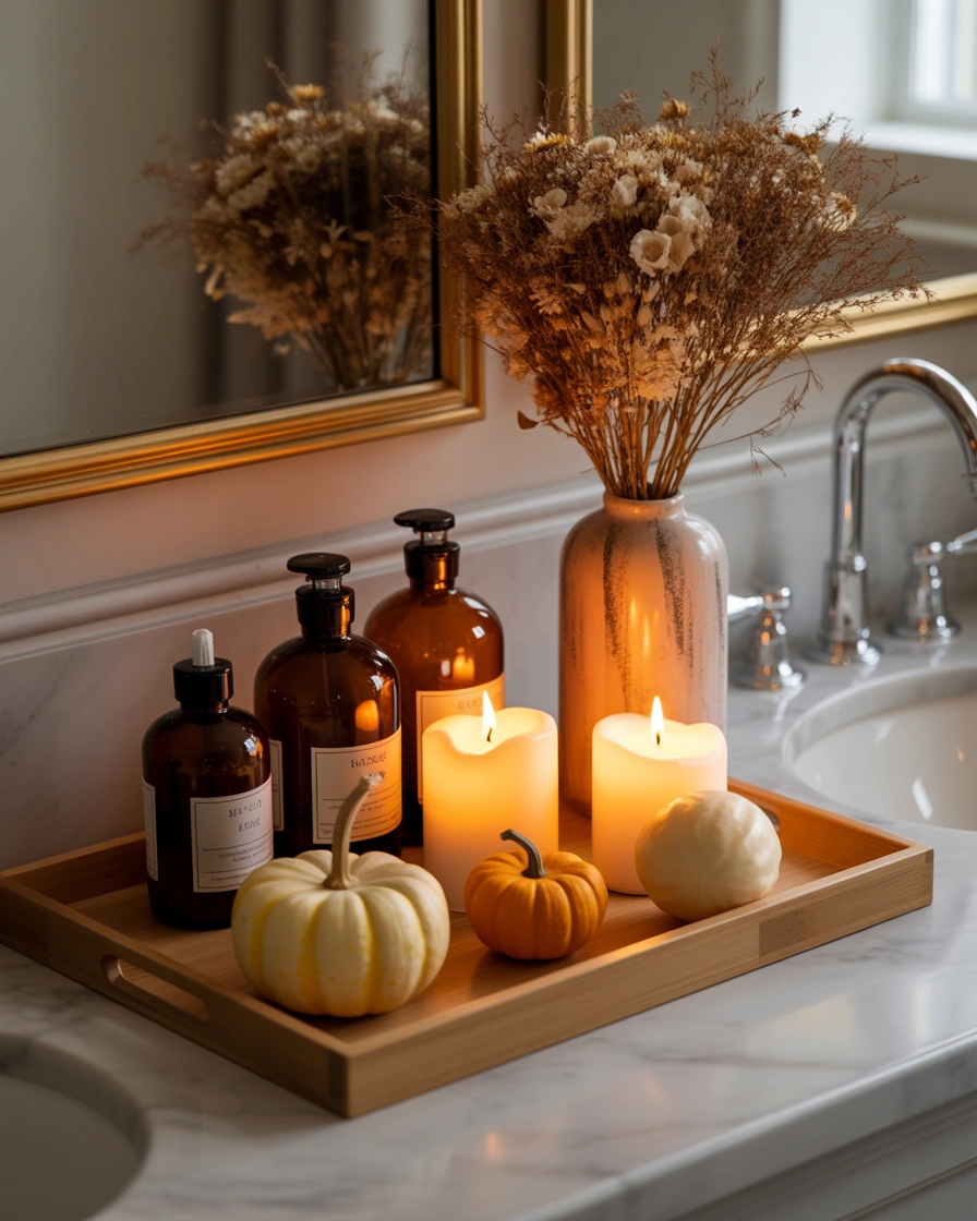 Decorate Your Bathroom Countertop with Autumn Accessories