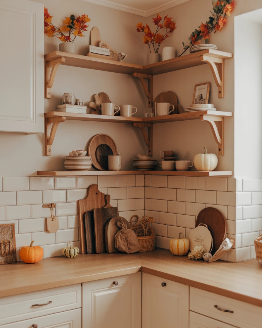 Decorate Your Corner Shelf With Seasonal Kitchen Decorations