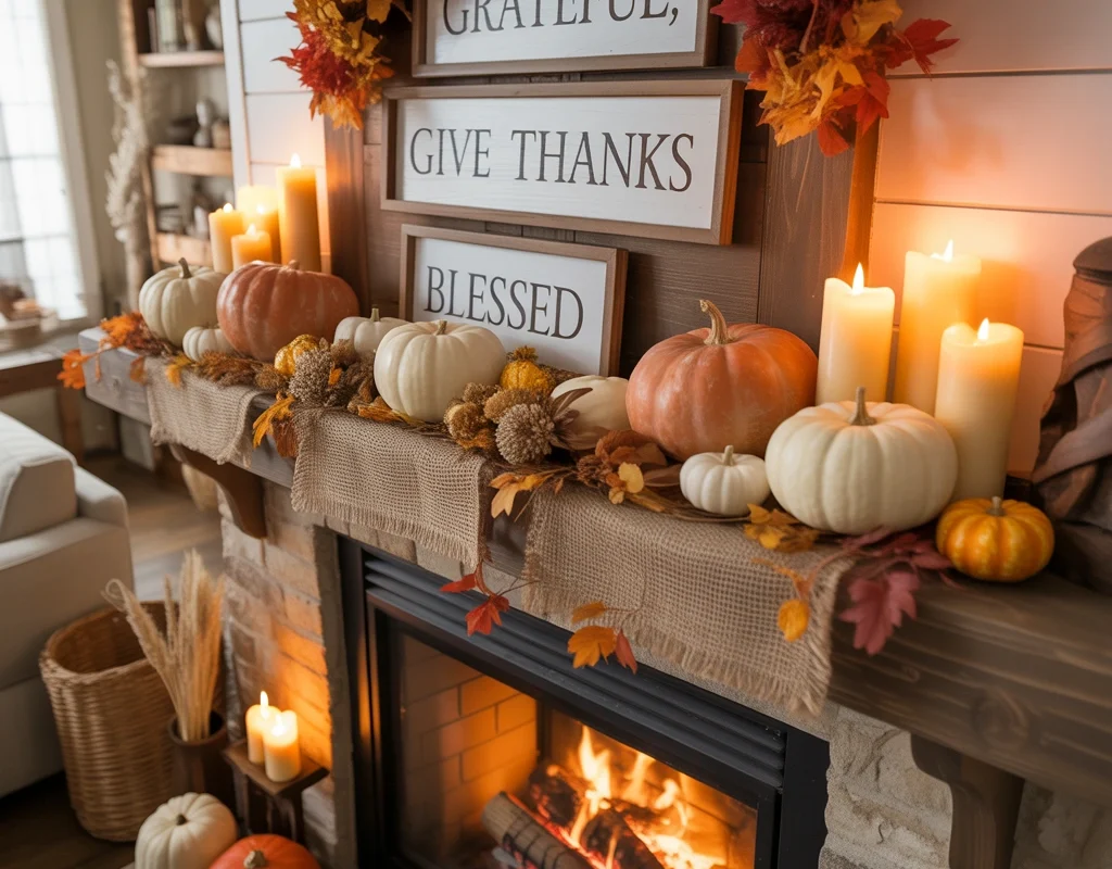 Decorate Your Fireplace Mantel With Autumn Thanksgiving Style