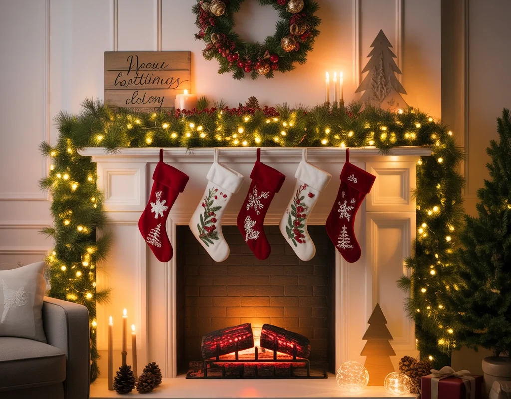 Decorate Your Fireplace Mantel With Festive Greenery and Lights