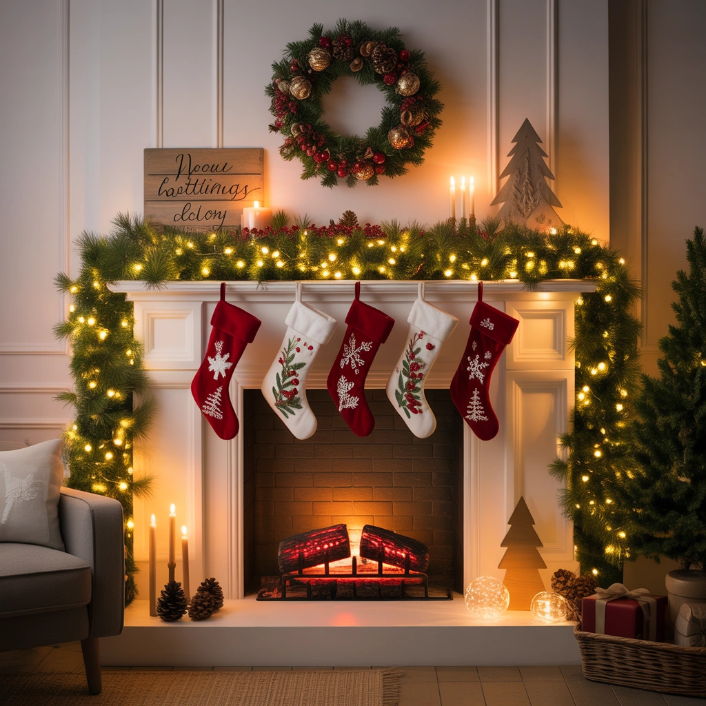 Decorate Your Fireplace Mantel With Festive Greenery and Lights