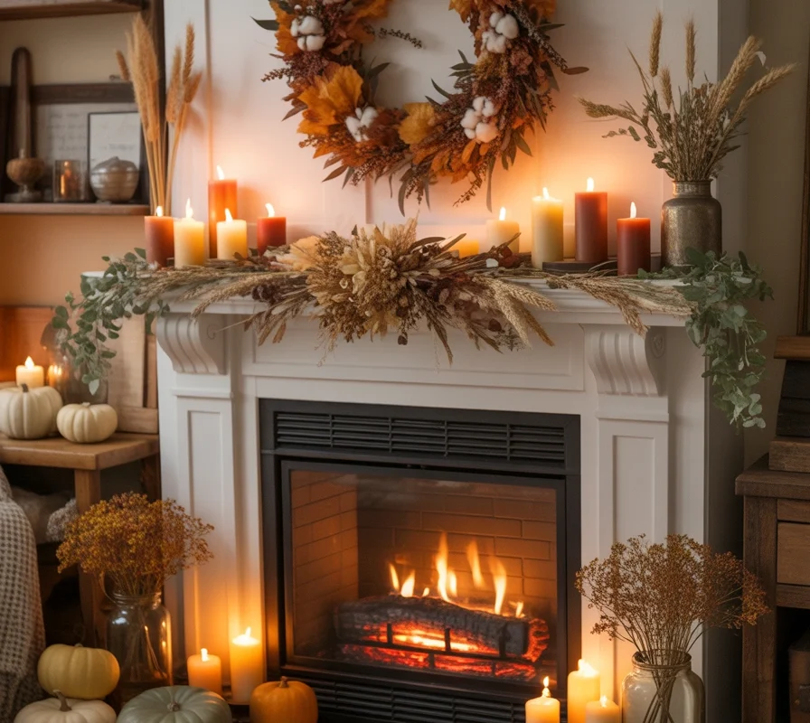 Decorate Your Fireplace Mantel With Thanksgiving Accents