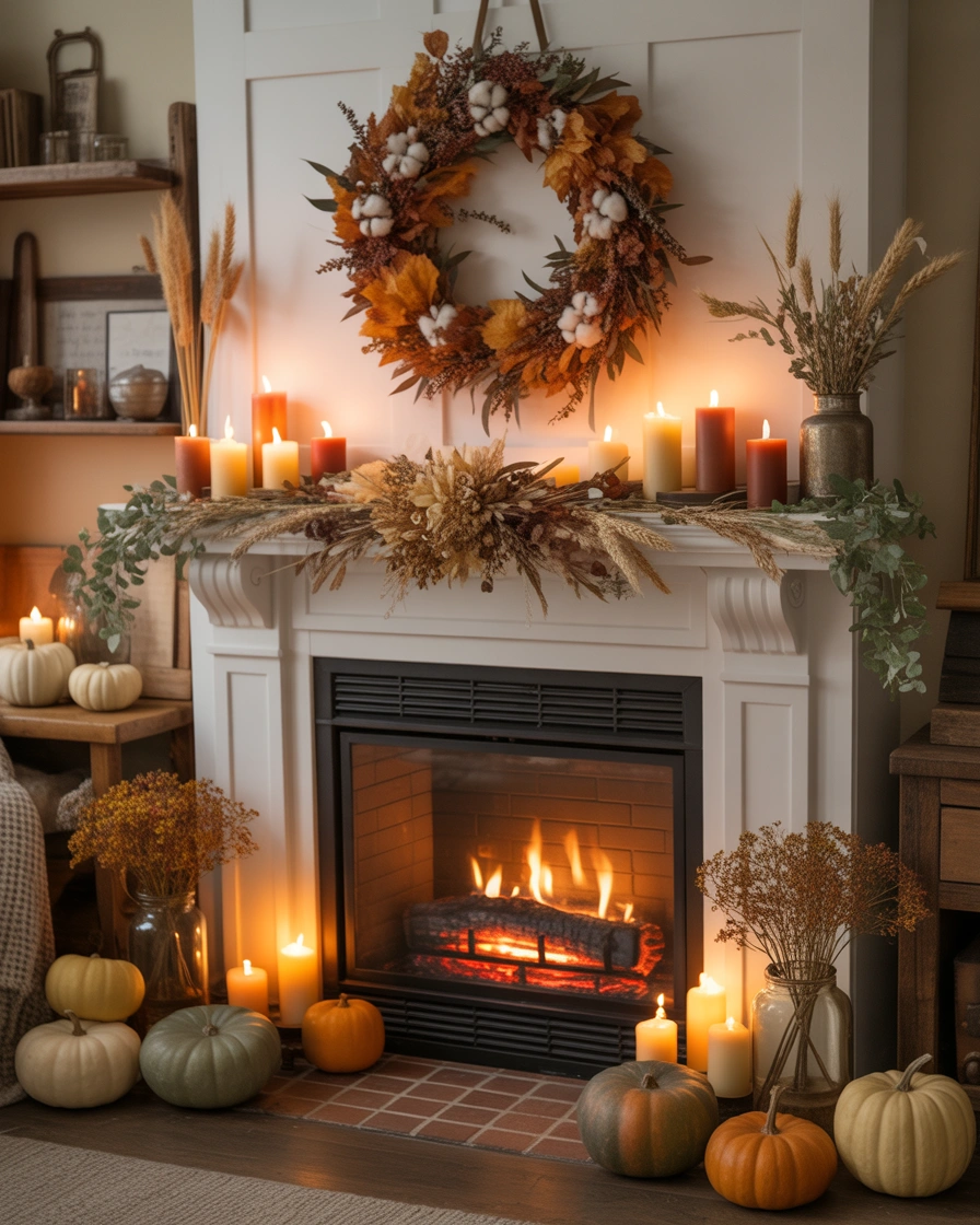 Decorate Your Fireplace Mantel With Thanksgiving Accents
