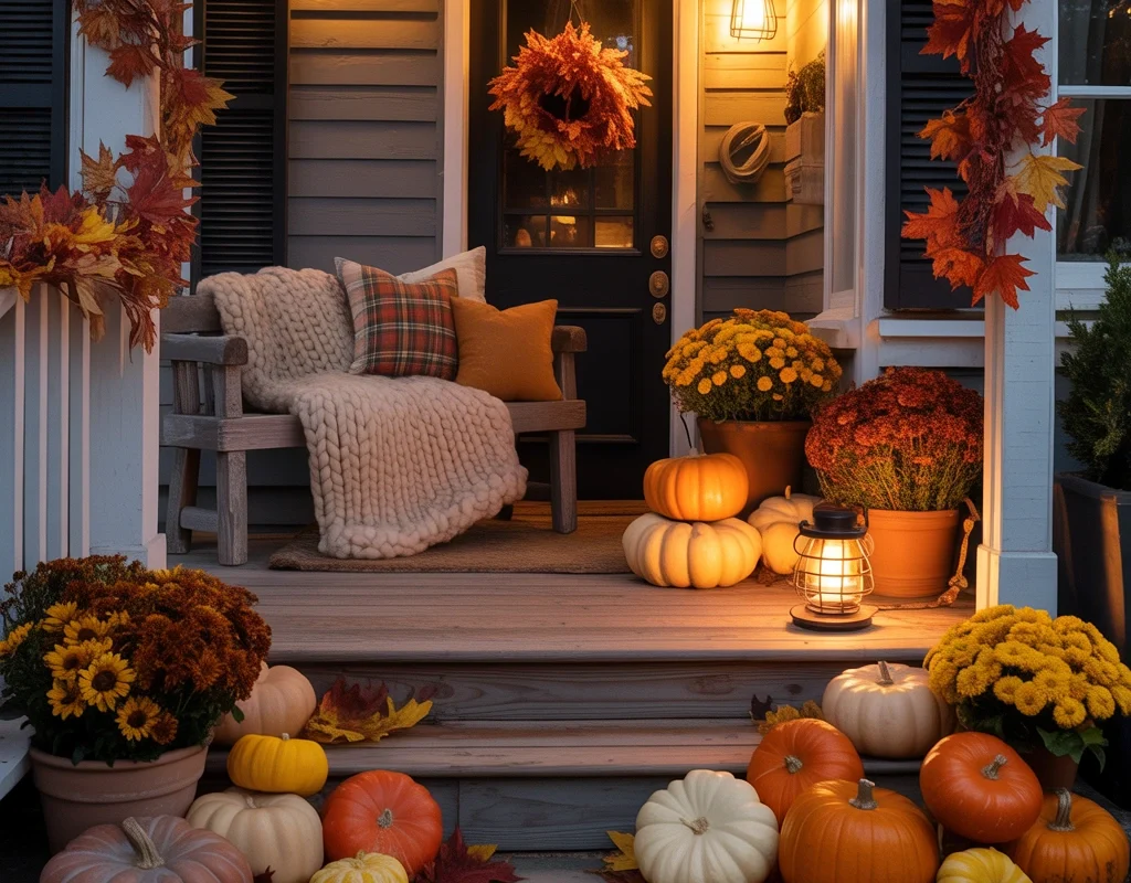 Decorate Your Outdoor Porch With Thanksgiving Fall Charm