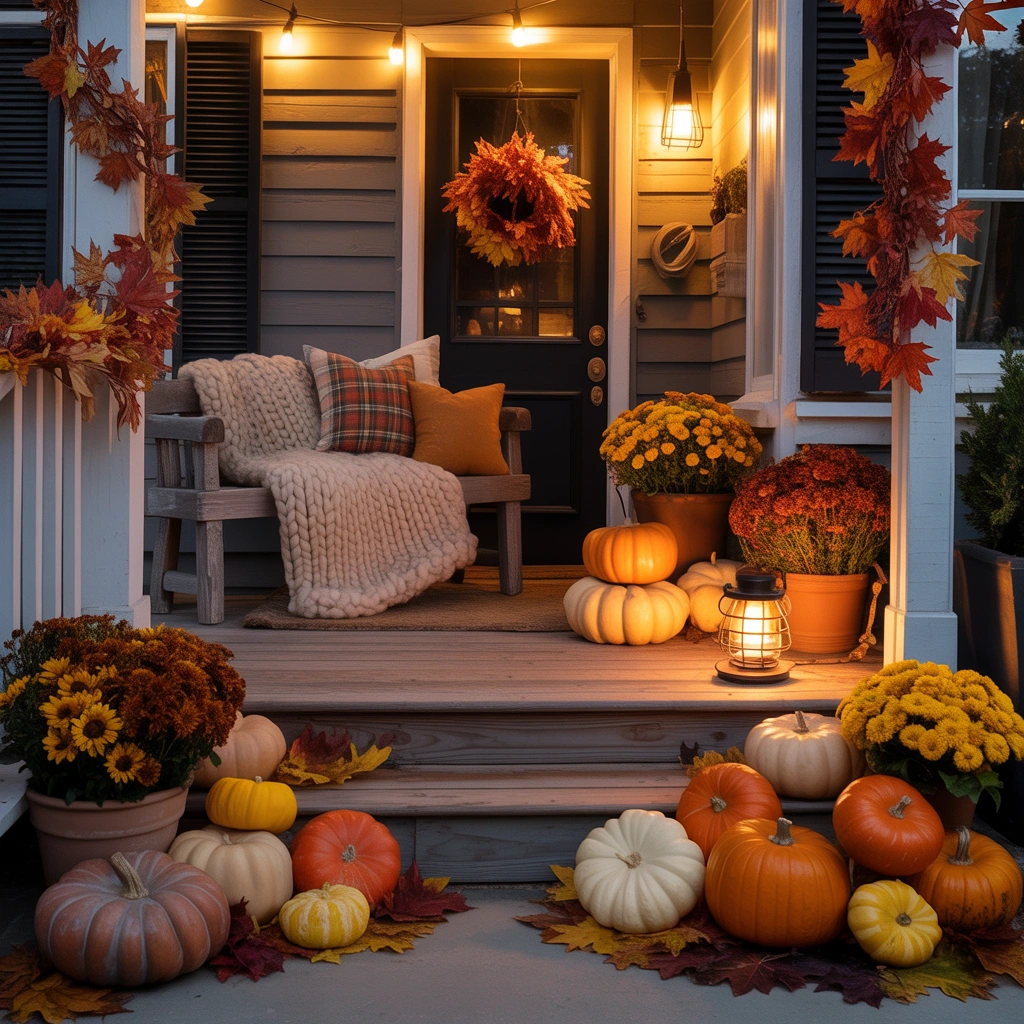 Decorate Your Outdoor Porch With Thanksgiving Fall Charm