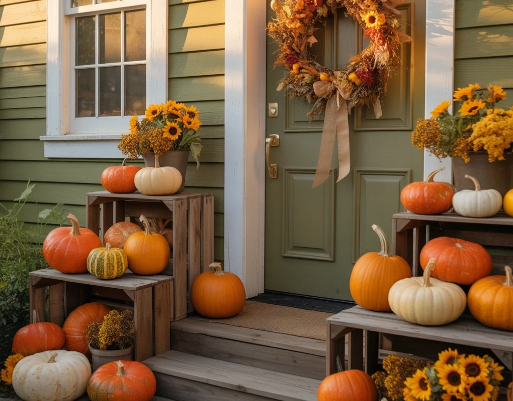 Decorate Your Porch as a Mini Pumpkin Patch
