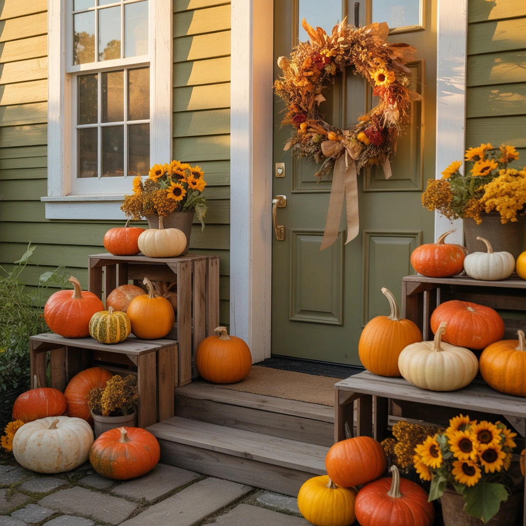 Decorate Your Porch as a Mini Pumpkin Patch