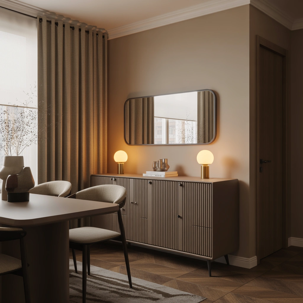 Decorate a Small Dining Room Buffet With Two Compact Lamps