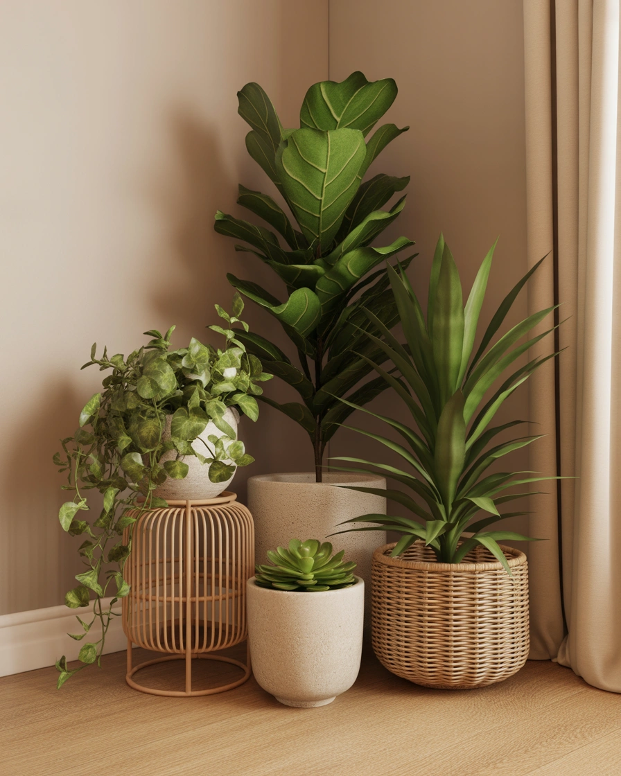 Decorate an Empty Bedroom Corner With a Plant Cluster