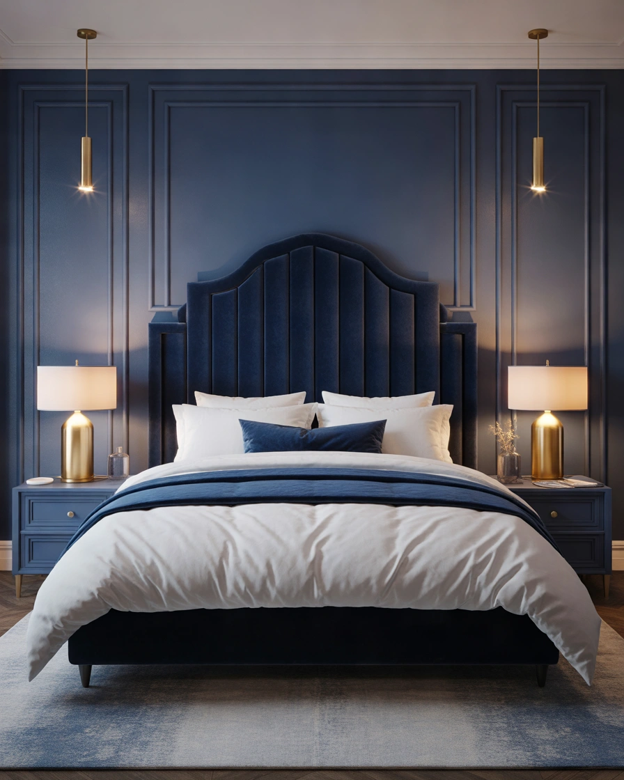 Deep Navy Blue – A Luxurious and Dramatic Bedroom Choice