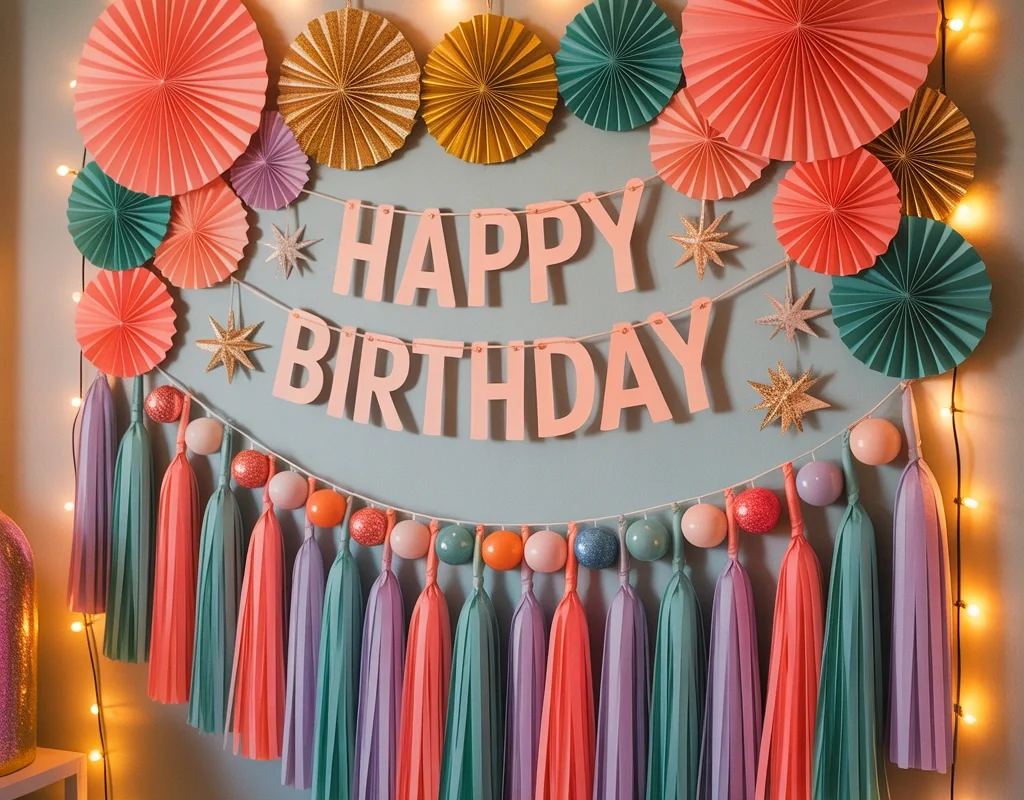 Design a Birthday Wall with Hanging Decorations