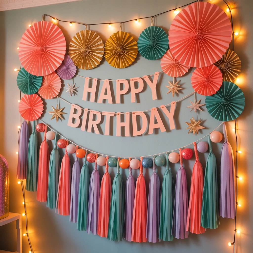 Design a Birthday Wall with Hanging Decorations