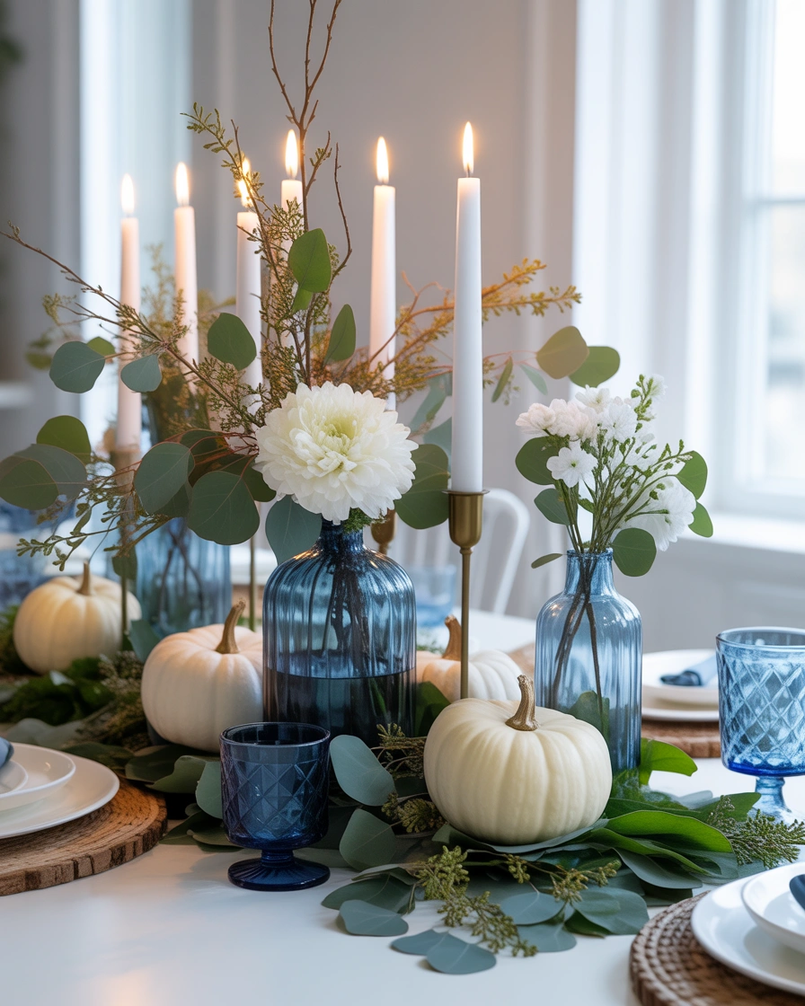 Design a Blue and White Thanksgiving Centerpiece
