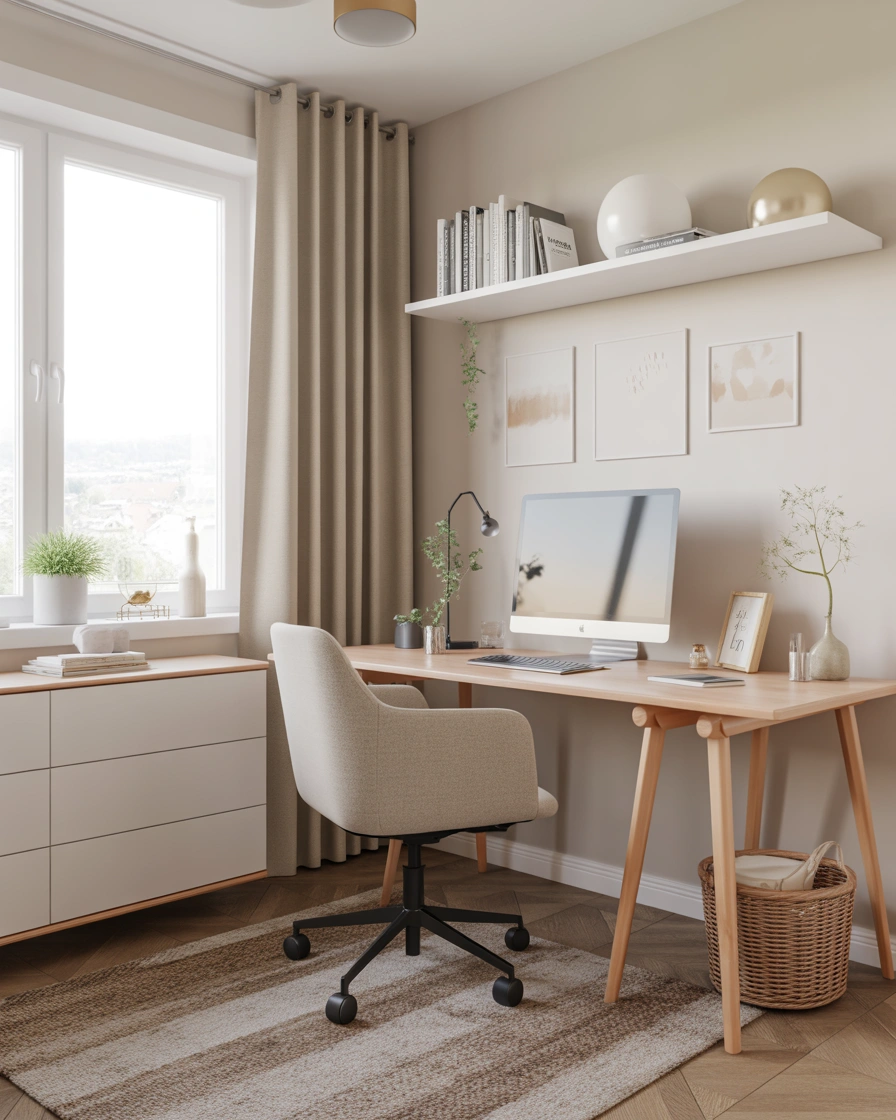 Design a Feminine Home Office With Scandinavian Style