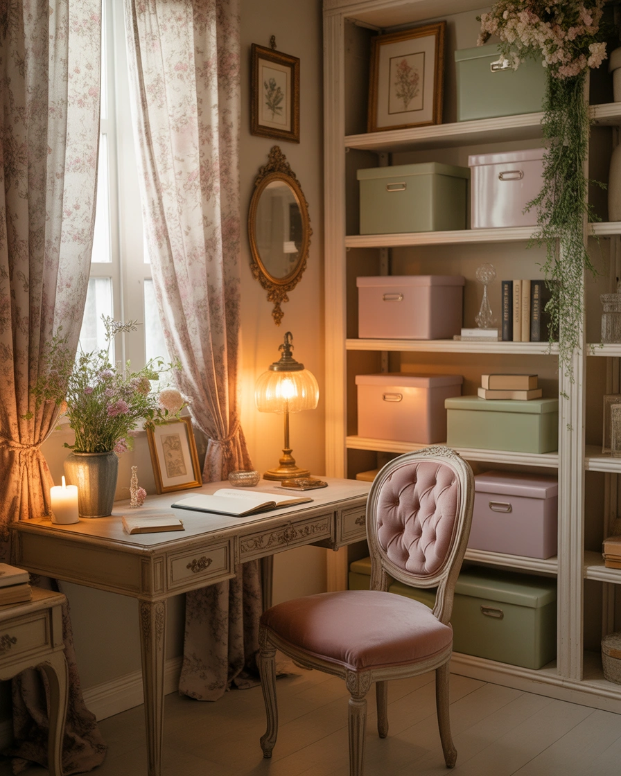 Design a Feminine Home Office With Vintage Charm