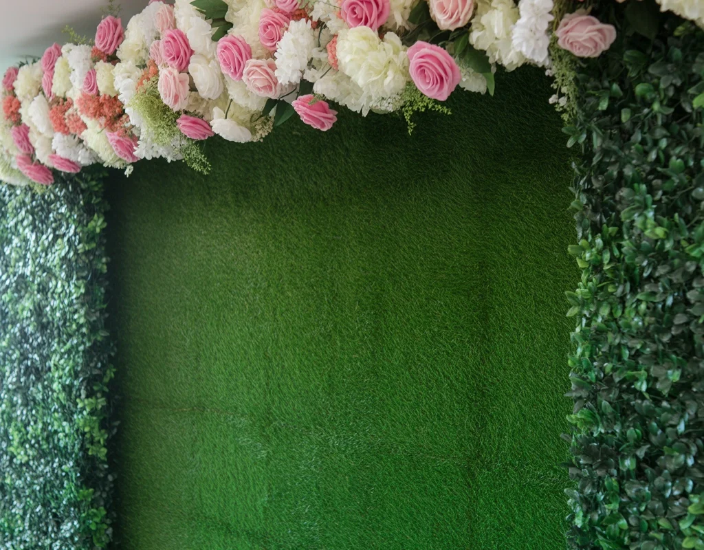 Design a Grass Wall With Artificial Flowers