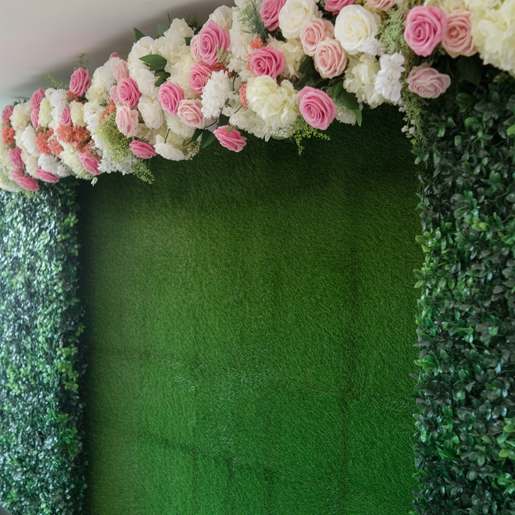 Design a Grass Wall With Artificial Flowers